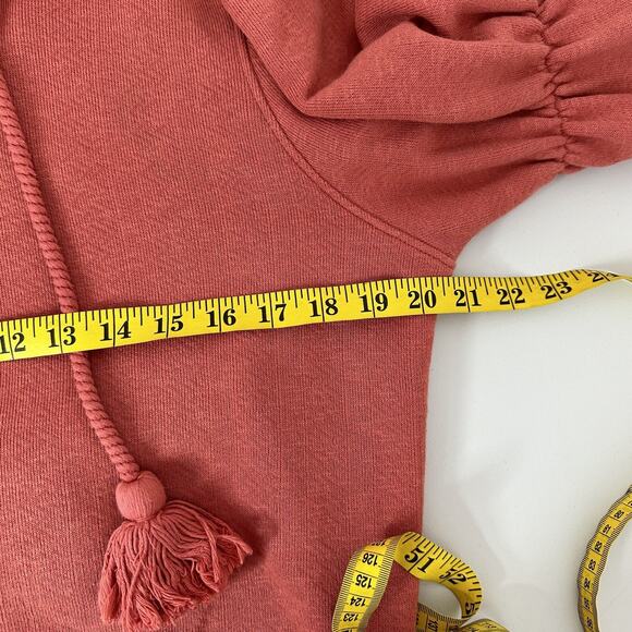 Ulla Johnson Sacha Sweatshirt Womens Medium Puff Sleeve Tassel Hoodie Clay - Picture 10 of 14